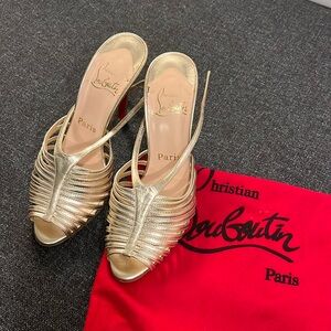 Christian Louboutin gold heels, size 37.5 / 7.5